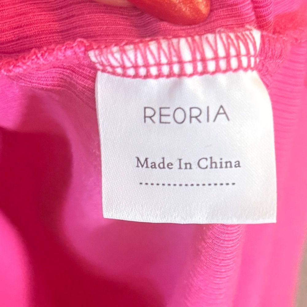 Reoria Hot Pink Ribbed Bodycon Maxi Dress Short Sleeve Size L - Picture 3 of 4